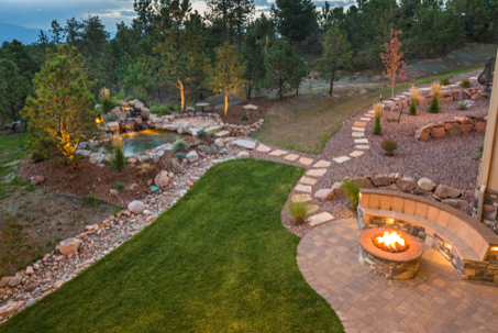 Exterior of landscaped yard
